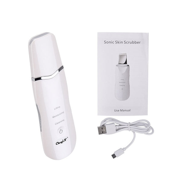 Professional Ultrasonic Facial Skin Scrubber Ion Deep Face Cleaning Peeling Rechargeable Skin Care Device Beauty Instrument 42