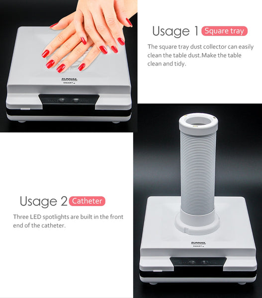 60W LKE Nail dust collector 4500rpm vacuum cleaner for manicures suction dust cleaner retractable elbow nail dust collector