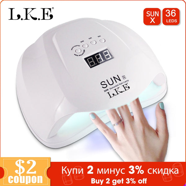 LKE SUNX 48W 54W Nail Dryer UV LED Nail Lamp Gel Polish Curing Lamp with Bottom 30s/60s Timer LCD Display Lamp for Nail Dryer