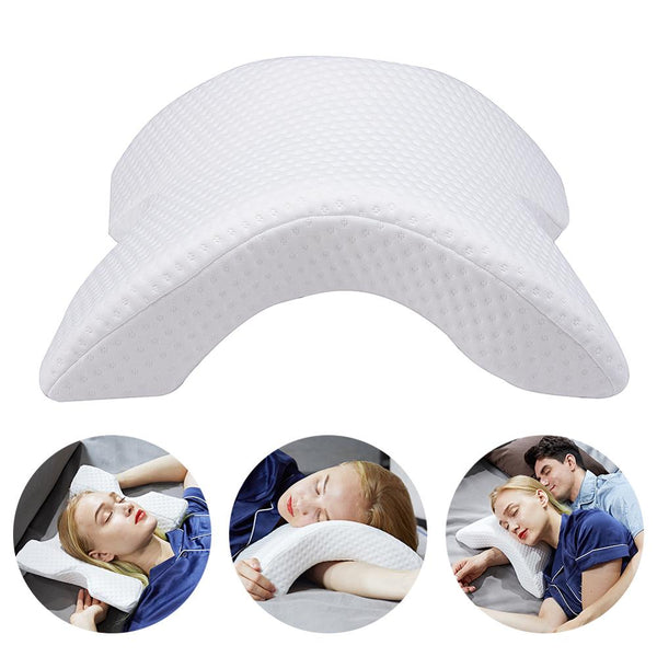 Arch U-Shaped Curved Memory Foam Sleeping Neck Cervical Pillow with Hollow Design Arm Rest Hand Pillow for Couple Side Sleepers