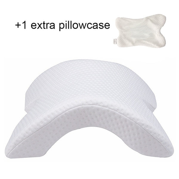 Arch U-Shaped Curved Memory Foam Sleeping Neck Cervical Pillow with Hollow Design Arm Rest Hand Pillow for Couple Side Sleepers