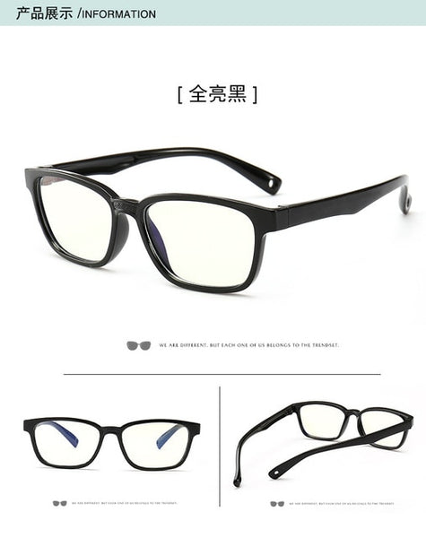 Bendable Children Optical Glasses Flexible One-piece Safe Eyeglasses Plain Mirror Silicone Anti-blue Light Goggles Eyewear Frame