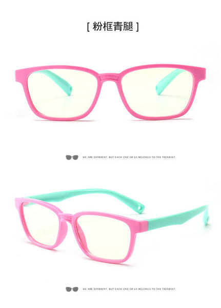 Bendable Children Optical Glasses Flexible One-piece Safe Eyeglasses Plain Mirror Silicone Anti-blue Light Goggles Eyewear Frame