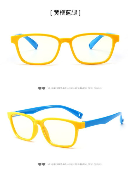 Bendable Children Optical Glasses Flexible One-piece Safe Eyeglasses Plain Mirror Silicone Anti-blue Light Goggles Eyewear Frame