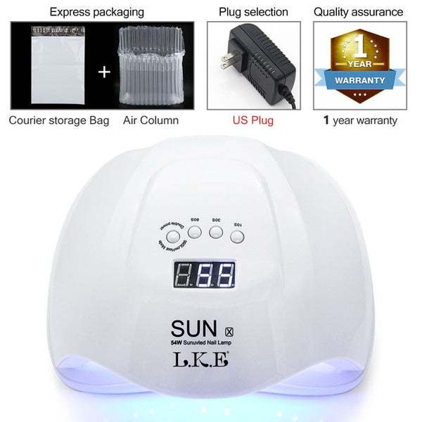 LKE SUNX 48W 54W Nail Dryer UV LED Nail Lamp Gel Polish Curing Lamp with Bottom 30s/60s Timer LCD Display Lamp for Nail Dryer