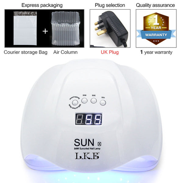 LKE SUNX 48W 54W Nail Dryer UV LED Nail Lamp Gel Polish Curing Lamp with Bottom 30s/60s Timer LCD Display Lamp for Nail Dryer